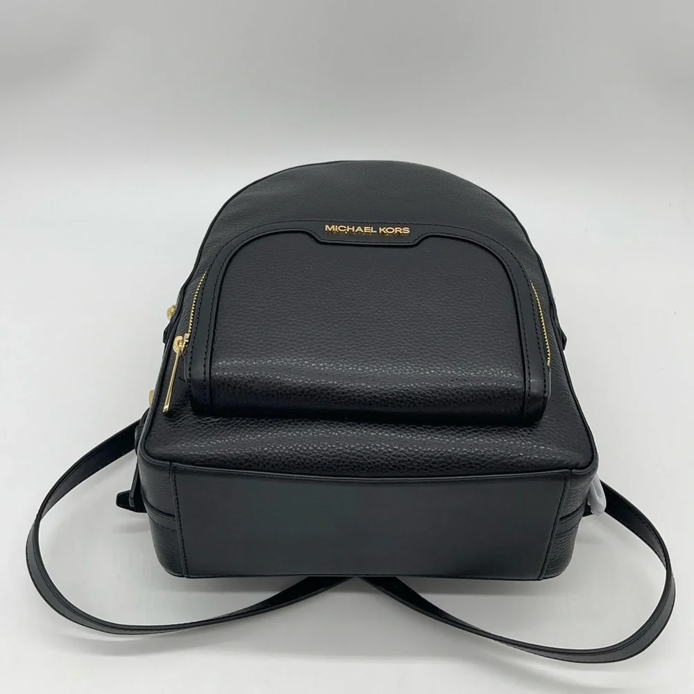 Michael Kors Jaycee Medium Pebbled Leather Backpack Black - Picture 9 of 12